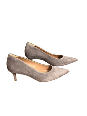 Nordstrom Gray Suede Pointed Toe Kitten Heel Pumps Size 8
